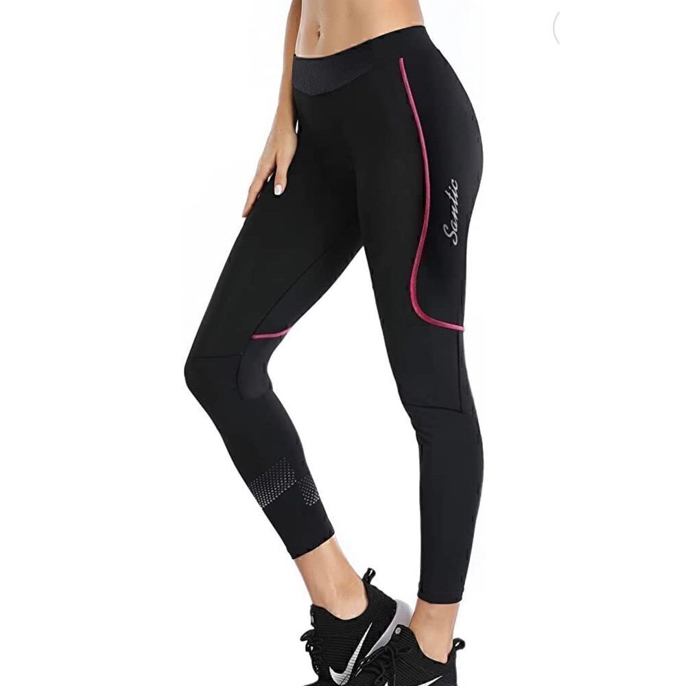 Santic Women's Cycling Pants with Padded Bike 3/4 Capri with Pockets